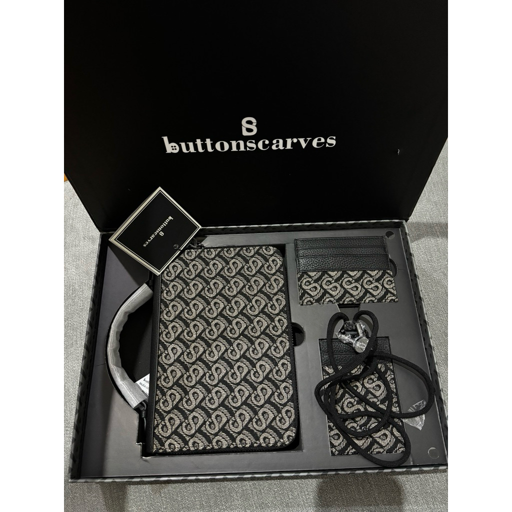 Bimu Jacquard Package Buttonscarves - Black