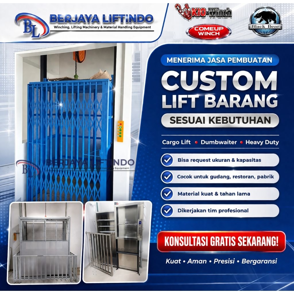 Lift Makanan / Lift Cargo / Lift Barang / Dumb Waiter / Lift Minimalis / Lift Industri