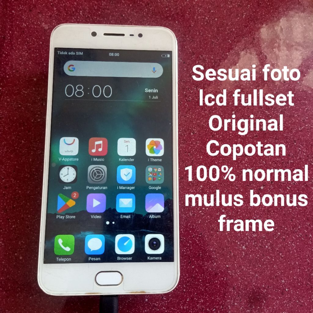 Lcd fulset original copotan Vivo V5 / v5s normal sesuai foto varian (MESIN & KOMPONEN TIDAK DI JUAL 