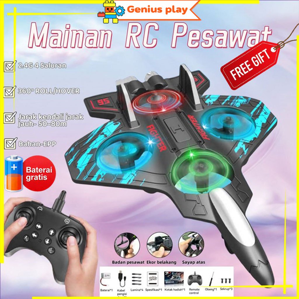 Mainan RC Pesawat Terbang Remote Control 2.4G EPP Stunt Led Glider Airplane 360° Penerbangan  Glider