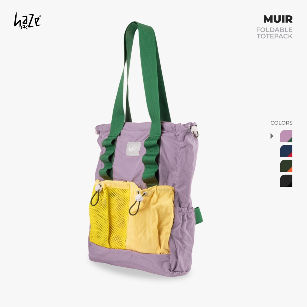 Hazesac Muir V2 - Tas Totebag Foldable - Tas Totepack Backpack Lipat - Tas Travel Nylon Crinkle