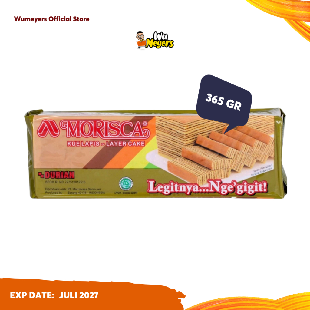 Morisca Kue Lapis Legit Durian 365gr - Layer Cake Siap Saji