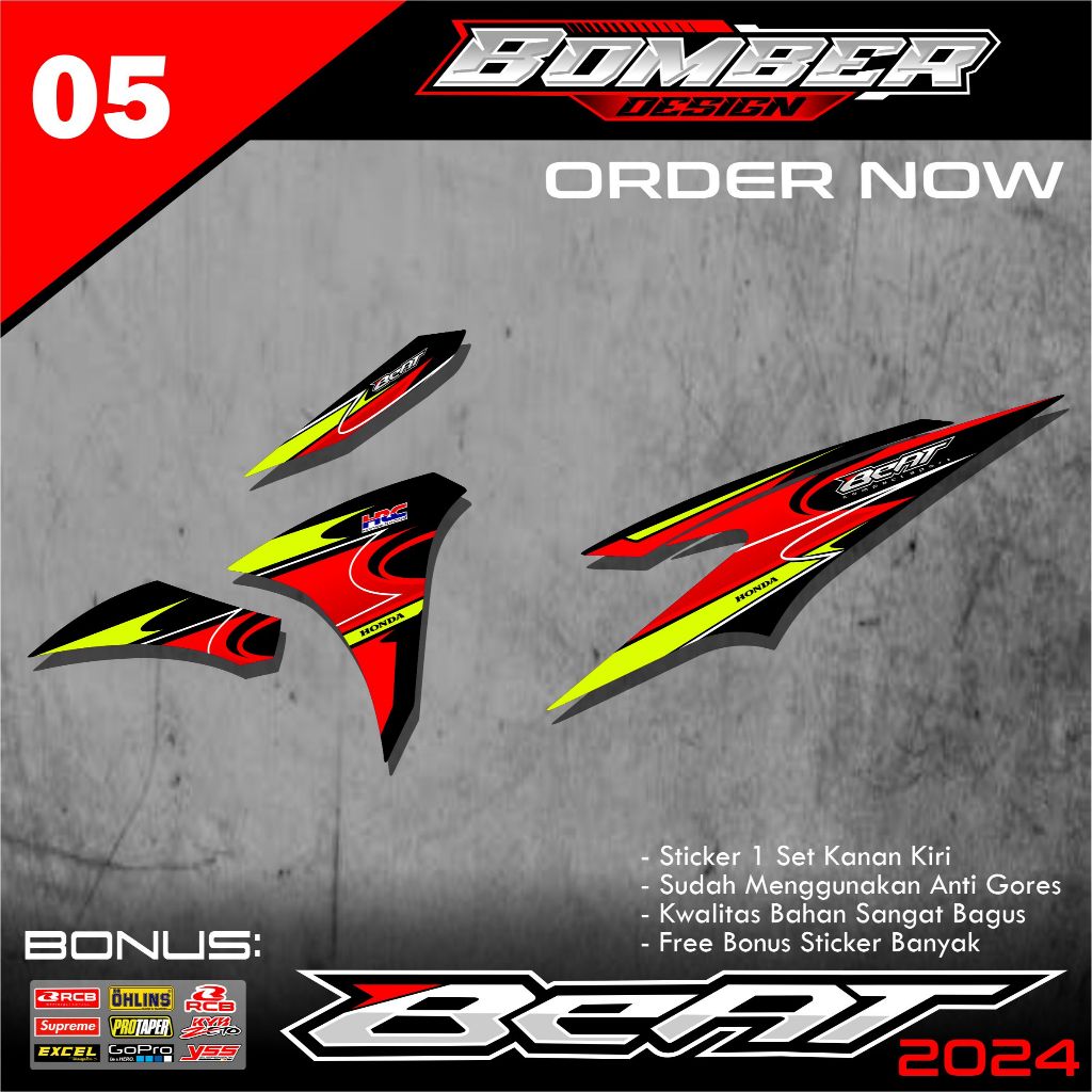 STIKER NEW BEAT DELUXE 2025 STICKER NEW BEAT CBS SPORTY ISS BMB.05 TERBARU STIKER NEW HONDA BEAT