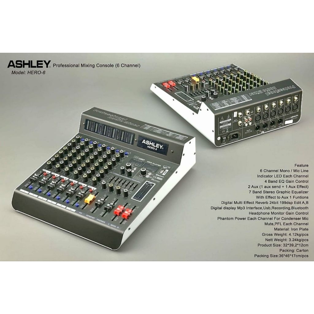 ASHLEY - Model HERO-6 Professional Mixing Console (6 channel)