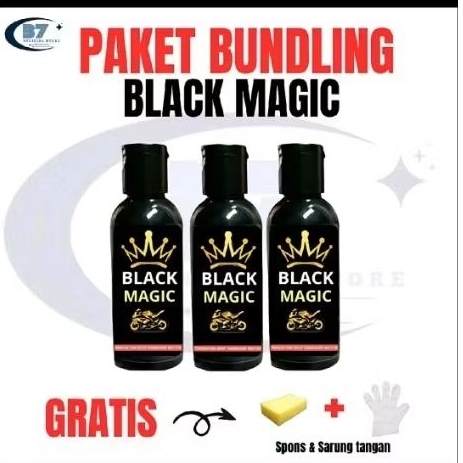 PAKET HEMAT isi 3 BLACK MAGIC PENGHITAM BODY DASHBOARD MOTOR DAN MOBIL 60ML gratis sarung tangan dan