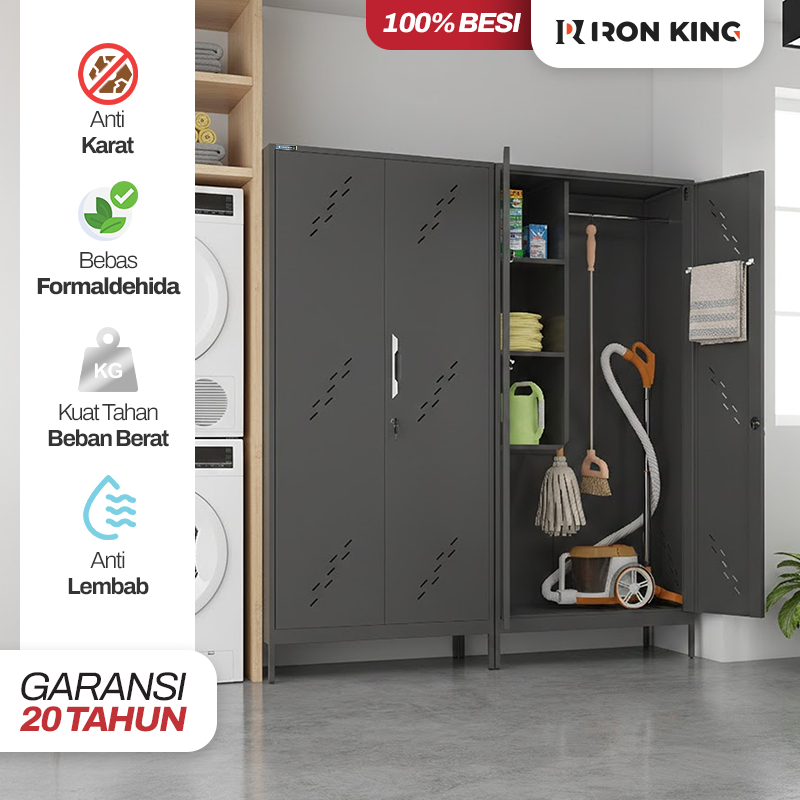 Lemari Penyimpan Alat Kebersihan Cleaning Storage Full Besi Lemari Sapu Lemari Janitor Besi Alat Pem