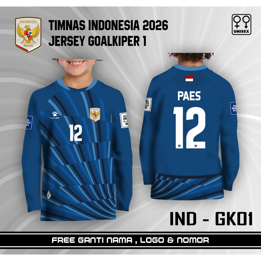 Jersey kiper timnas terbaru baju anak lengan panjang bola timnas indonesia 2026 kaos away timnas*** 