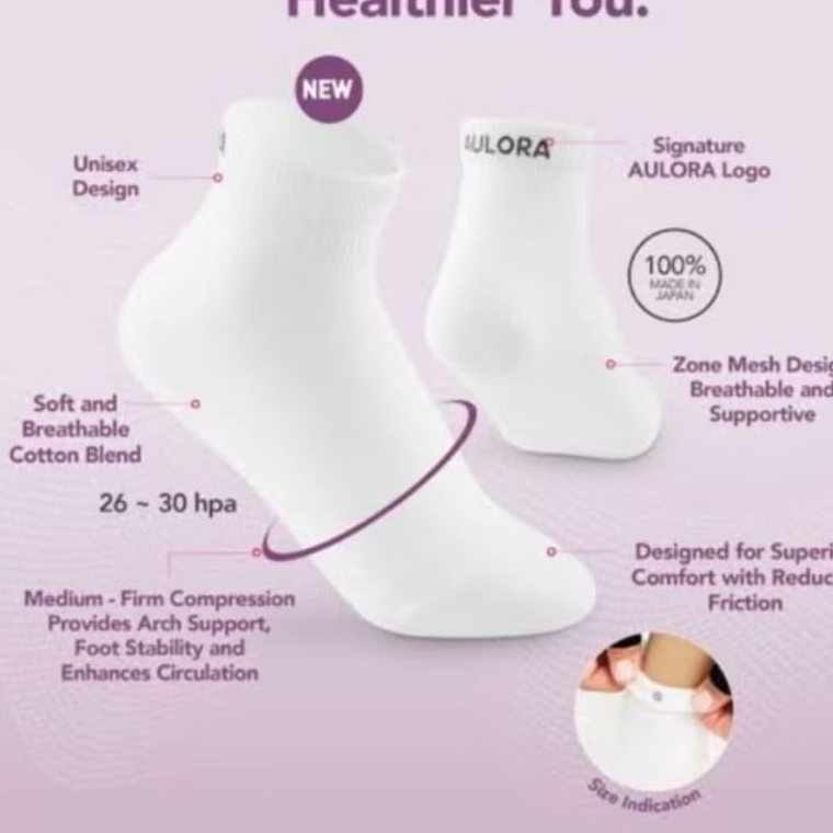 Aulora sock kaos kaki kesehatan putih