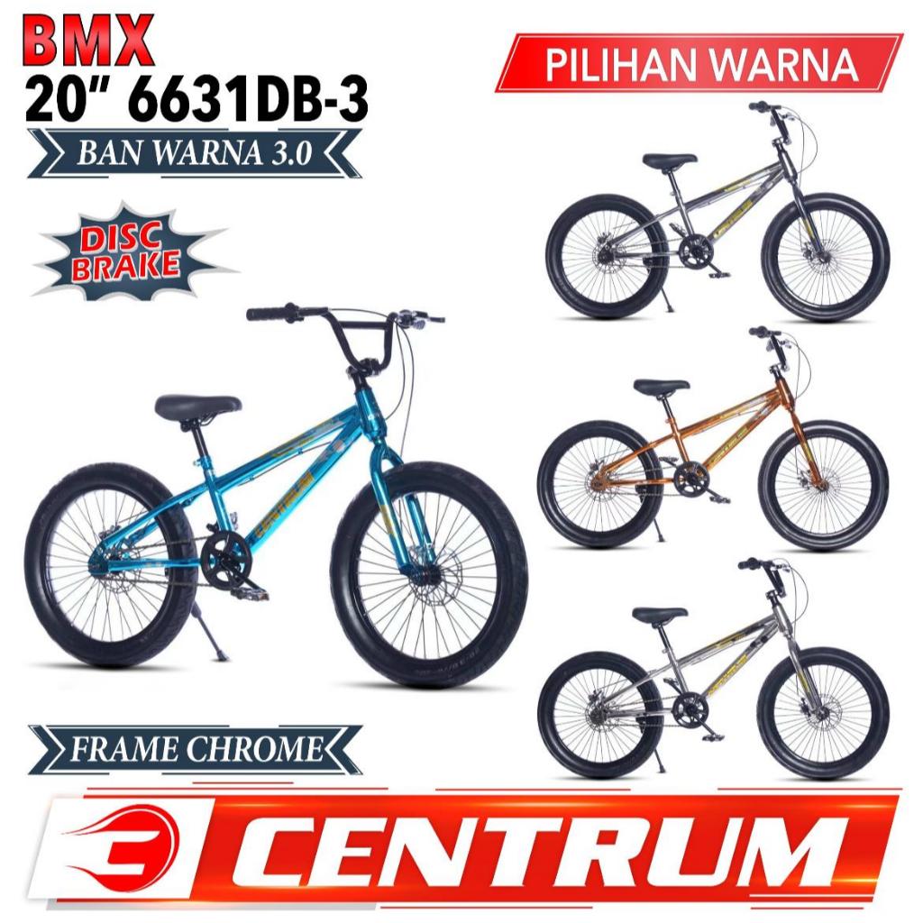 SEPEDA ANAK BMX 20 INCH CENTRUM 6631 DB-3 CHROME BAN POMPA