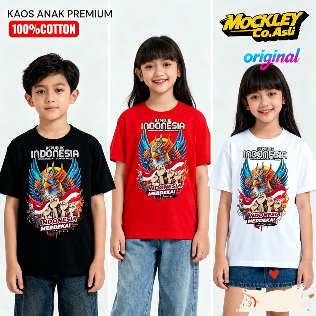 Baju Kaos Anak Indonesia Seri Merah Putih Cocok untuk Acara Kemerdekaan