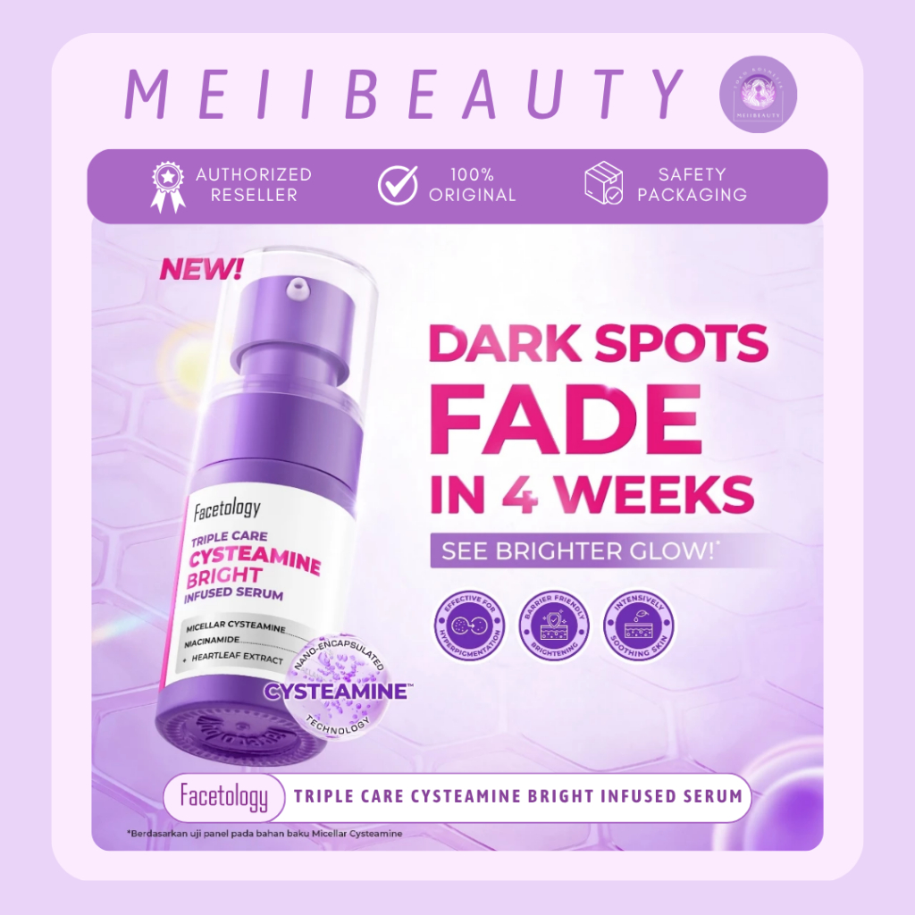 Facetology Triple Care Cysteamine Bright Infused Serum 15ml Serum Untuk Flek Hitam