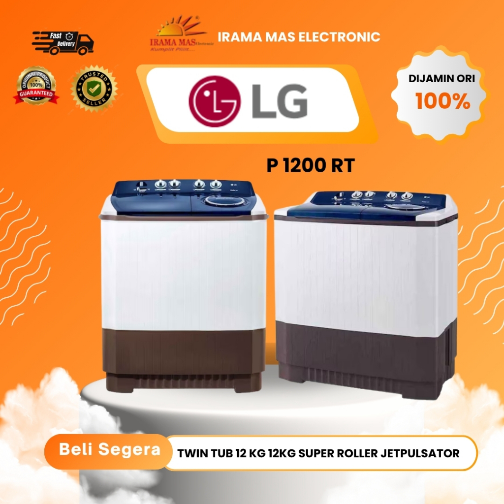 MESIN CUCI LG P1200RT TWINTUB MESIN CUCI 2 TABUNG LG KAPASITAS 12 KG P 1200 RT 12KG