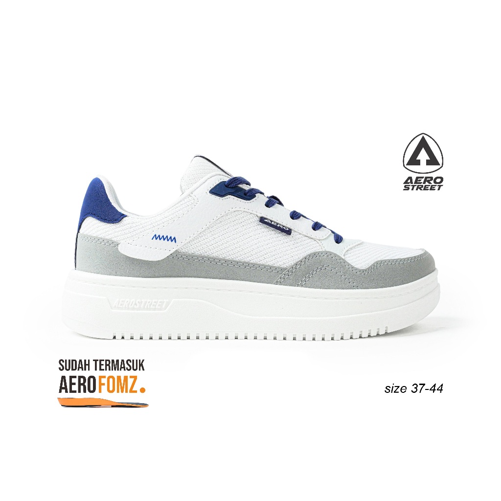 Aerostreet 37-44 Maximo Putih Abu Muda Biru Tua - Sepatu Sneakers Casual
