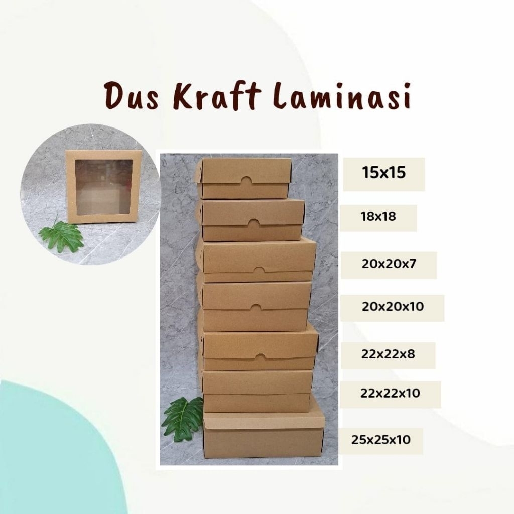 Dus Kraft Laminasi Jendela (10lembar) Box Packaging Laminasi Window Kraft Uk 15 18 20 22 25