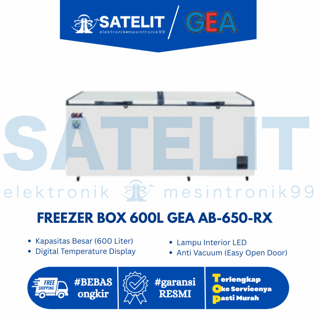 Freezer Box GEA AB-650-RX 600L Kapasitas Besar | Chest Freezer Hemat Listrik untuk Usaha Frozen Food