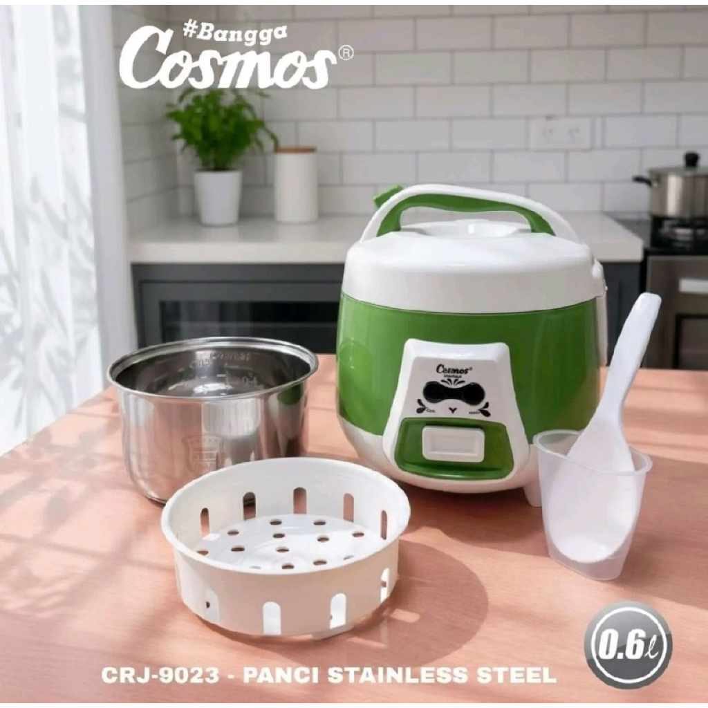 magic com cosmos 9023 kapasitas 0,6 liter (panci steinless) (penanak nasi serbaguna)