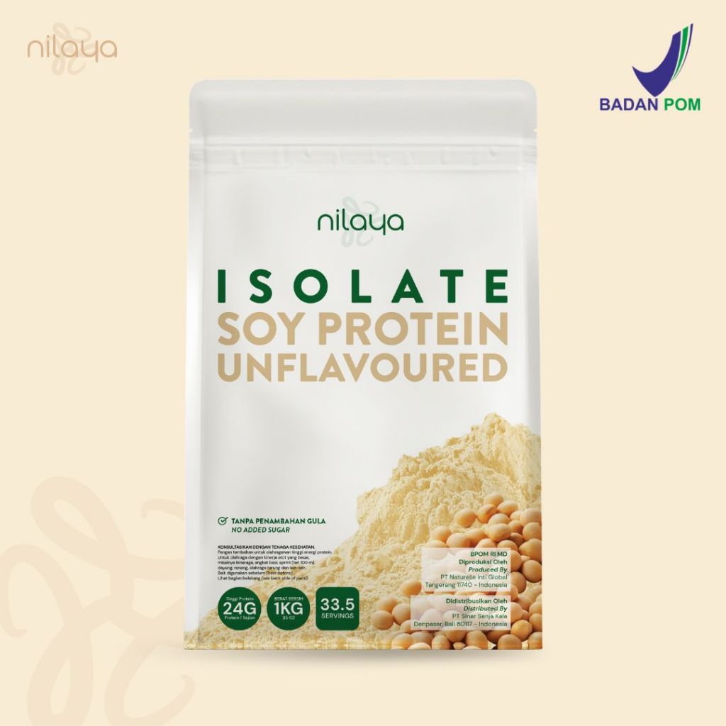 NILAYA Isolate Soy Protein Unflavoured - Bubuk Susu Tinggi Protein - Isolat Protein Kacang Kedelai -