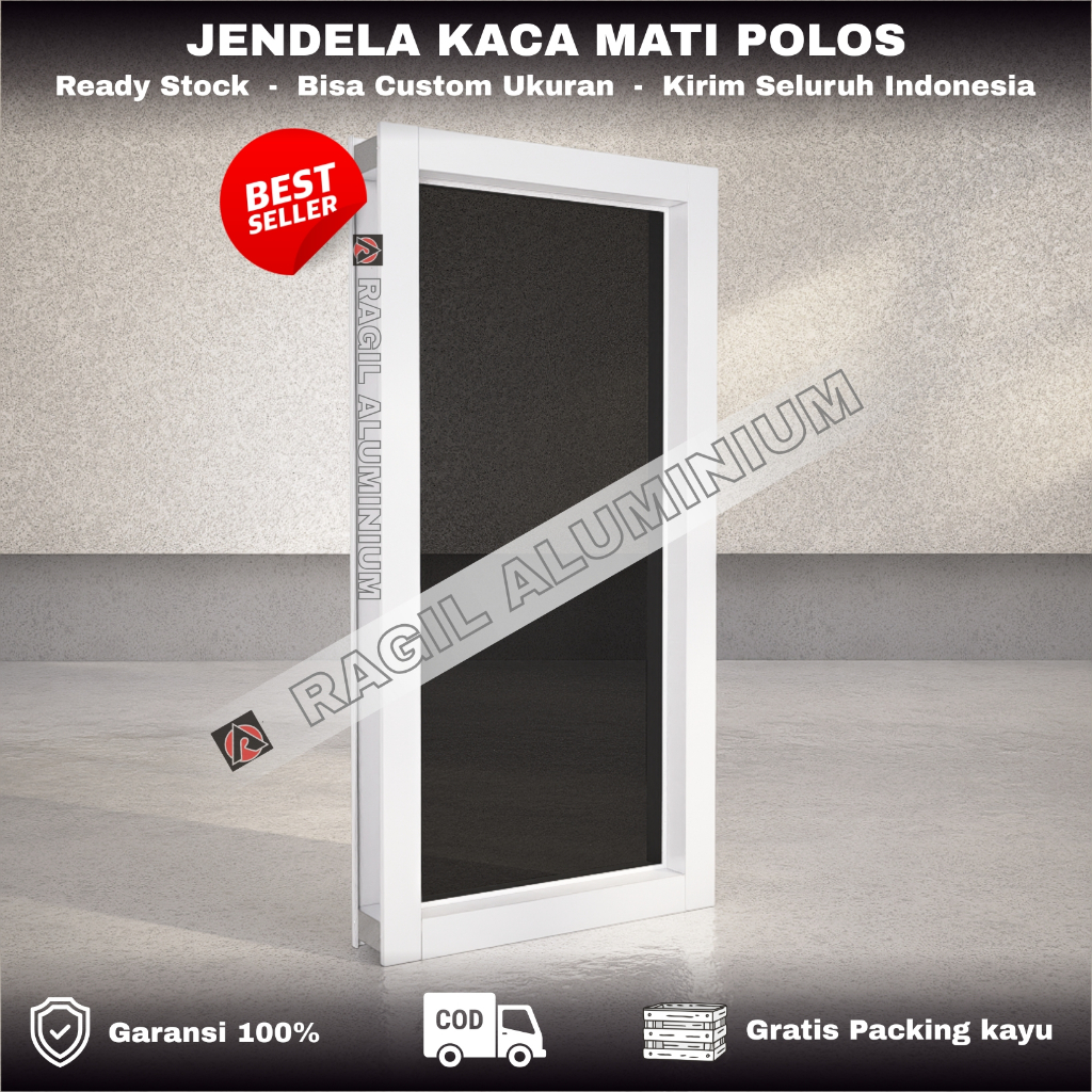 Jendela Aluminium Kaca Mati Polos Ukuran Tinggi 120 x Panjang 30 Cm (120x30) Garansi 100%