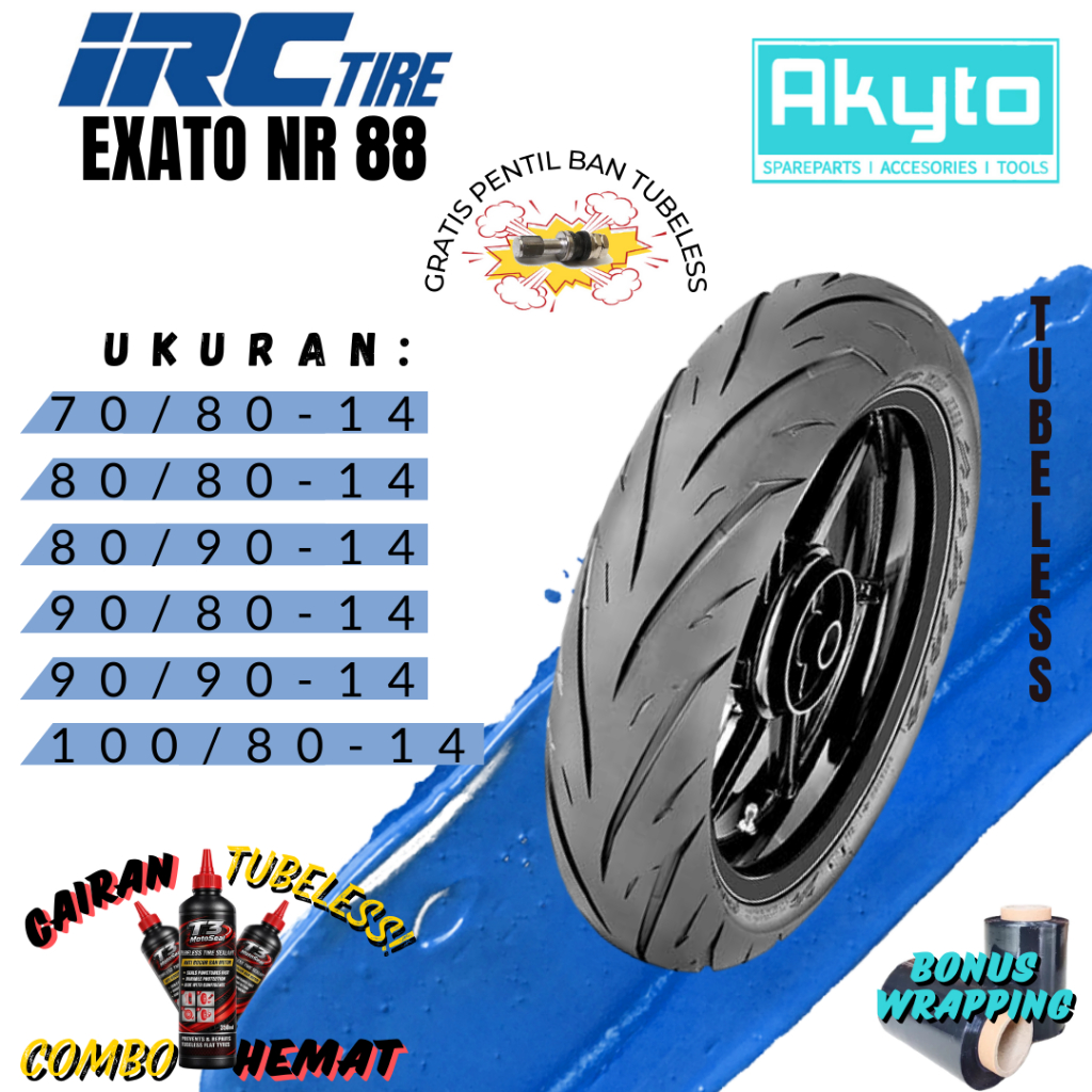 BAN IRC EXATO NR88 RING 14 / BAN TUBELESS / BAN MOTOR R14 / BAN MOTOR MATIC METIK SCOOPY MIO J XRIDE
