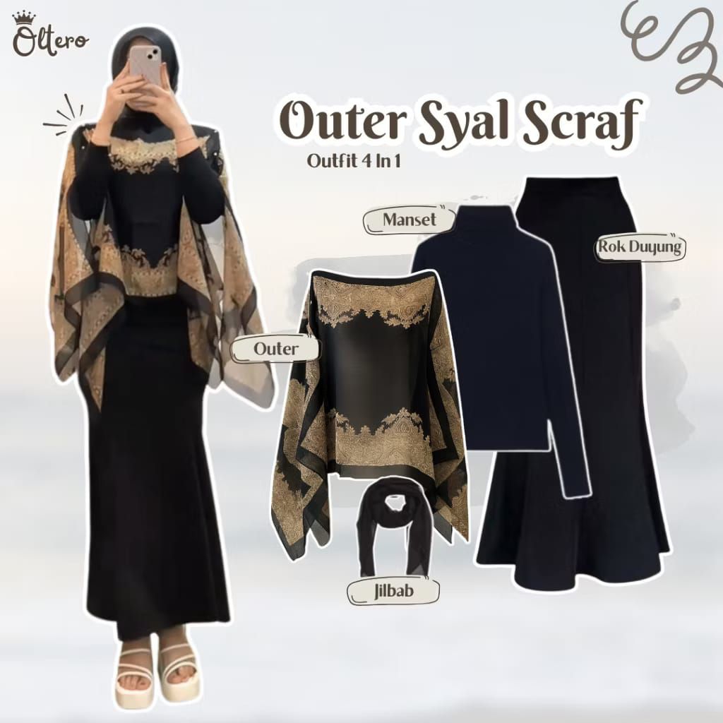 SETELAN KONDANGAN KEKINIAN ( OUTER + MANSET + ROK DUYUNG + HIJAB ) OUTFIT WANITA / SETELAN WANITA