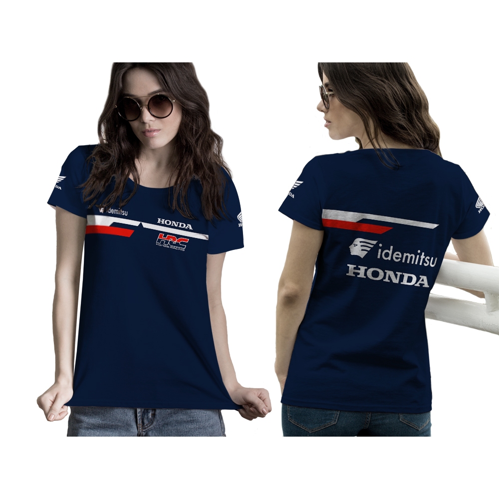 Baju Kaos Jersey Wanita Honda Team Asia Moto3 Motogp Biru Custom Full Print