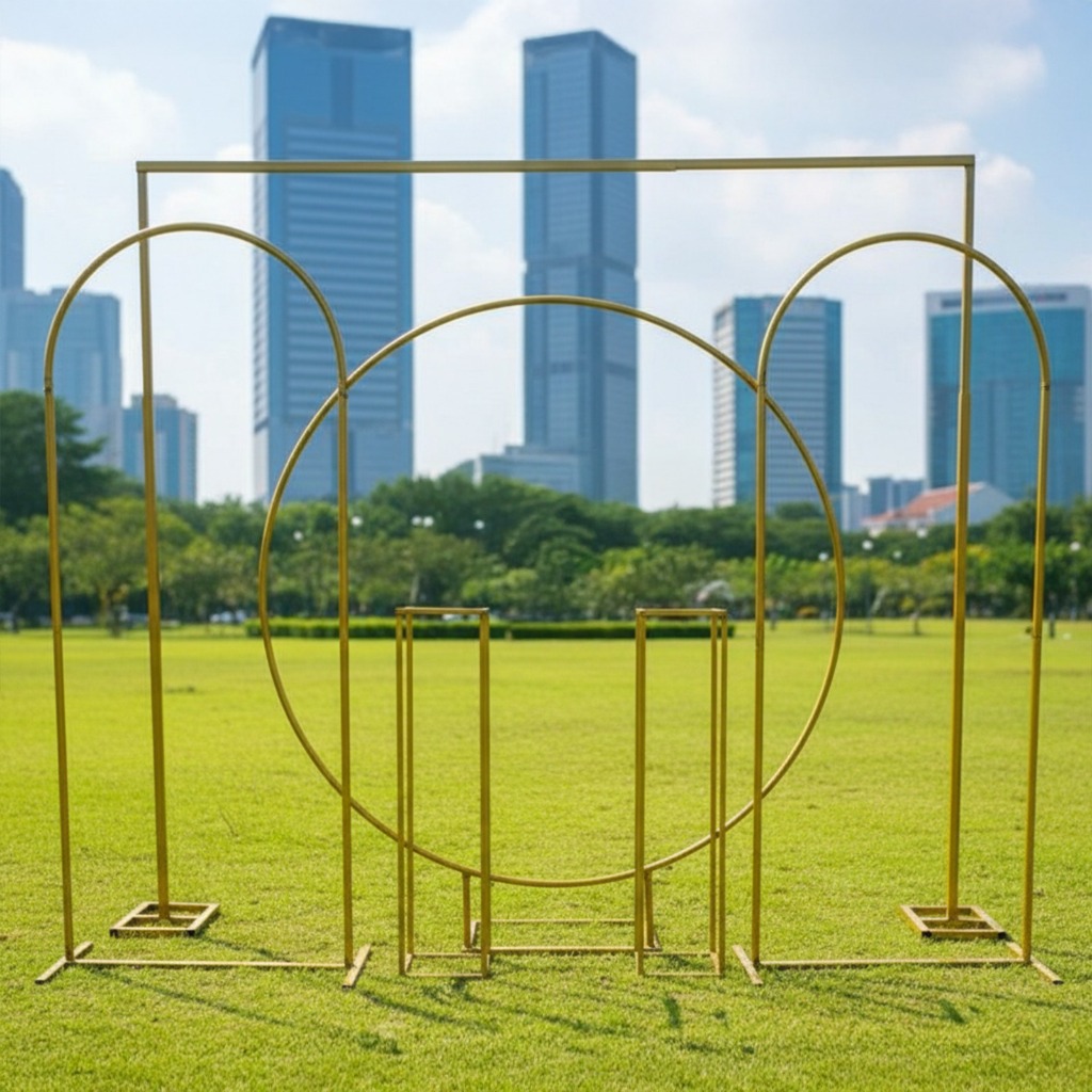 PAKET TIANG GAWANG BACKDROP 3x3m adjust Standing Oval Lingkaran Dekorasi standing flower kotak Stand