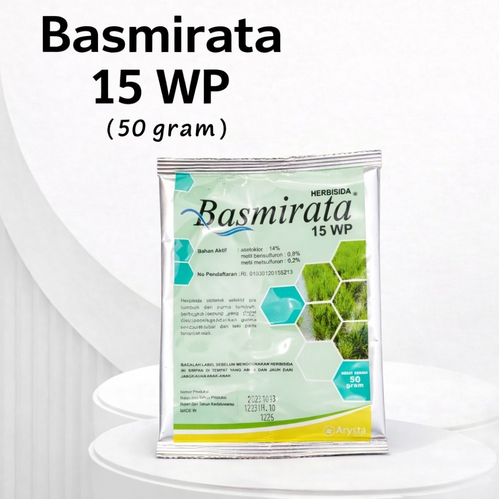 Herbisida Basmirata 15 WP 50 Gram – Obat Gulma Padi Pra Tumbuh & Pasca Tumbuh