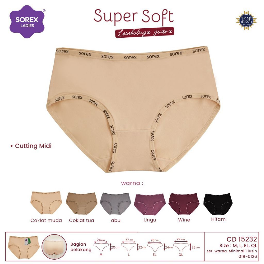 Sorex Celana Dalam Wanita Midi Super Soft Adem Lembut CD Sorex 15232