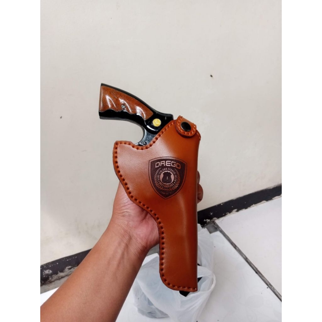 HOLSTER DALAM REVOLVER POLRI SARUNG SENJATA KULIT ASLI MODEL SLIP DALAM PINGGANG