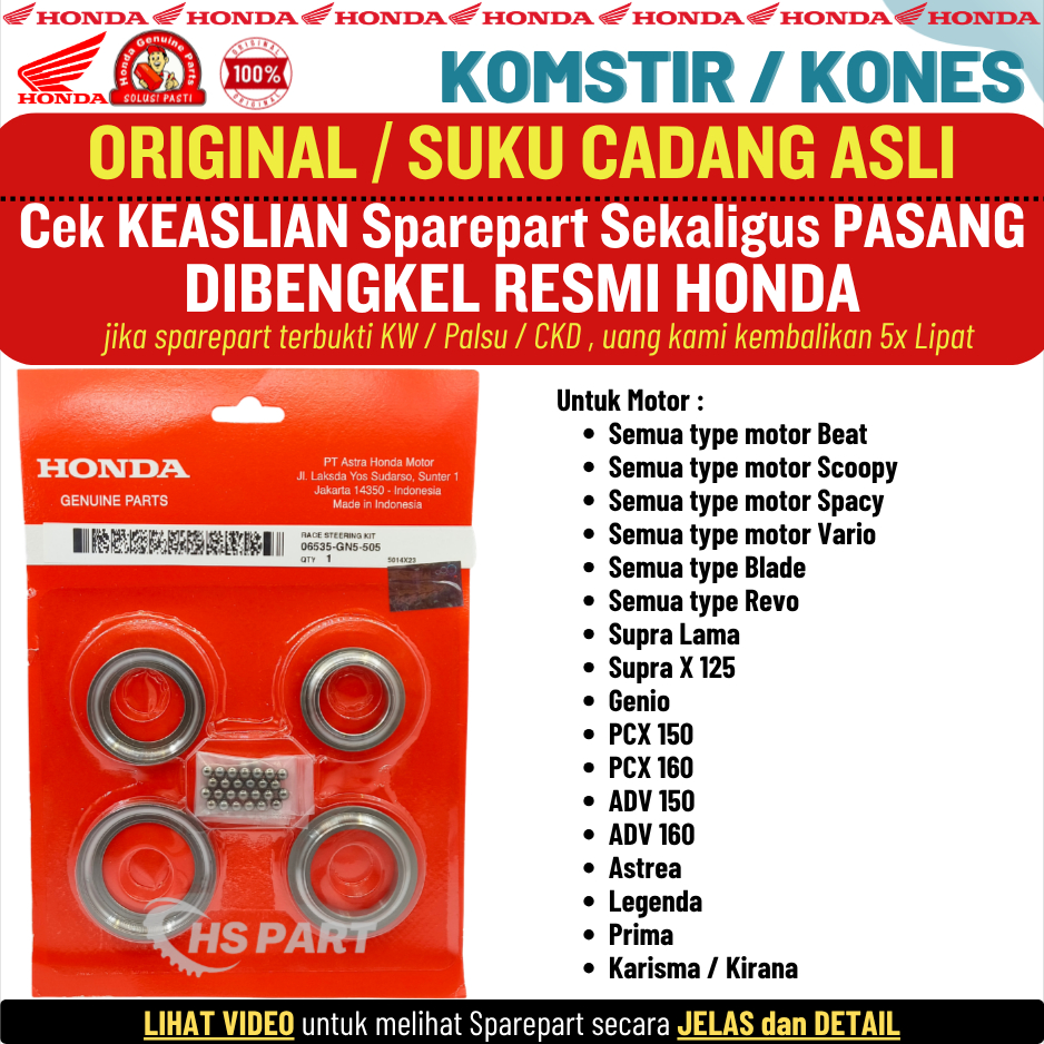 Komstir Comstir Kones Beat Scoopy Spacy Vario 110 Karbu Original AHM Honda 100%