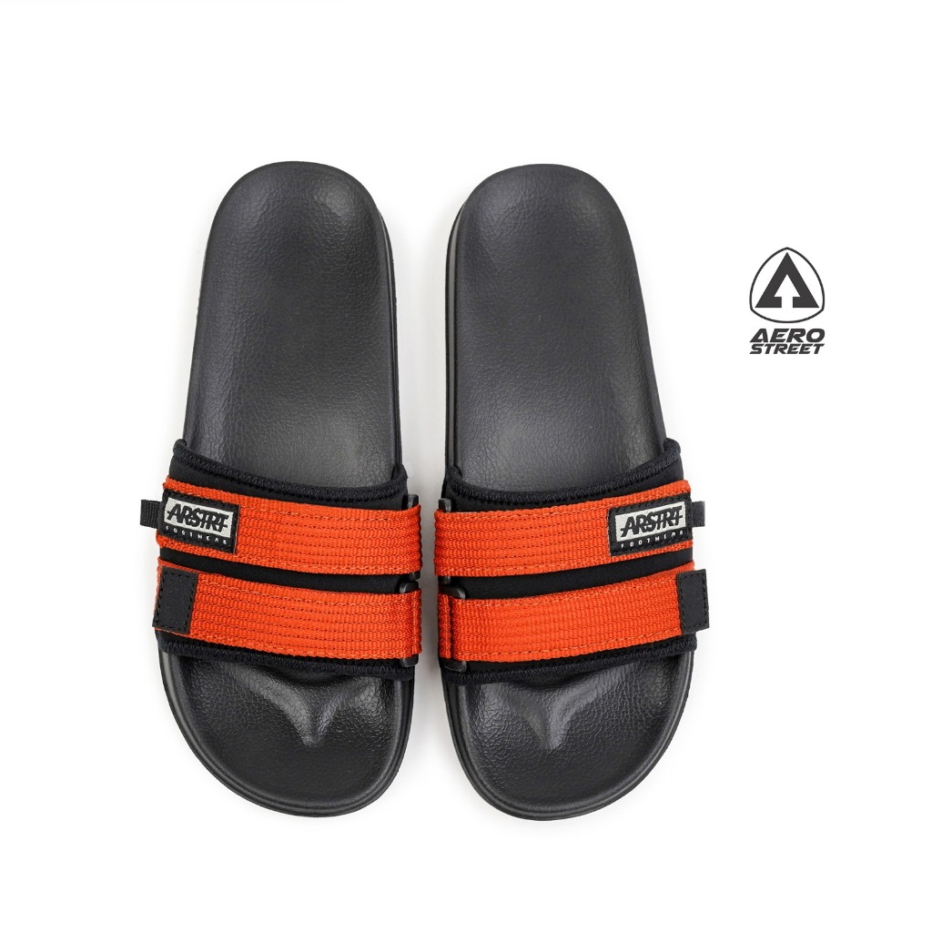 Aerostreet 39-44 Romeo Hitam Merah Bata - Sandal Selop Slip On B1AAA