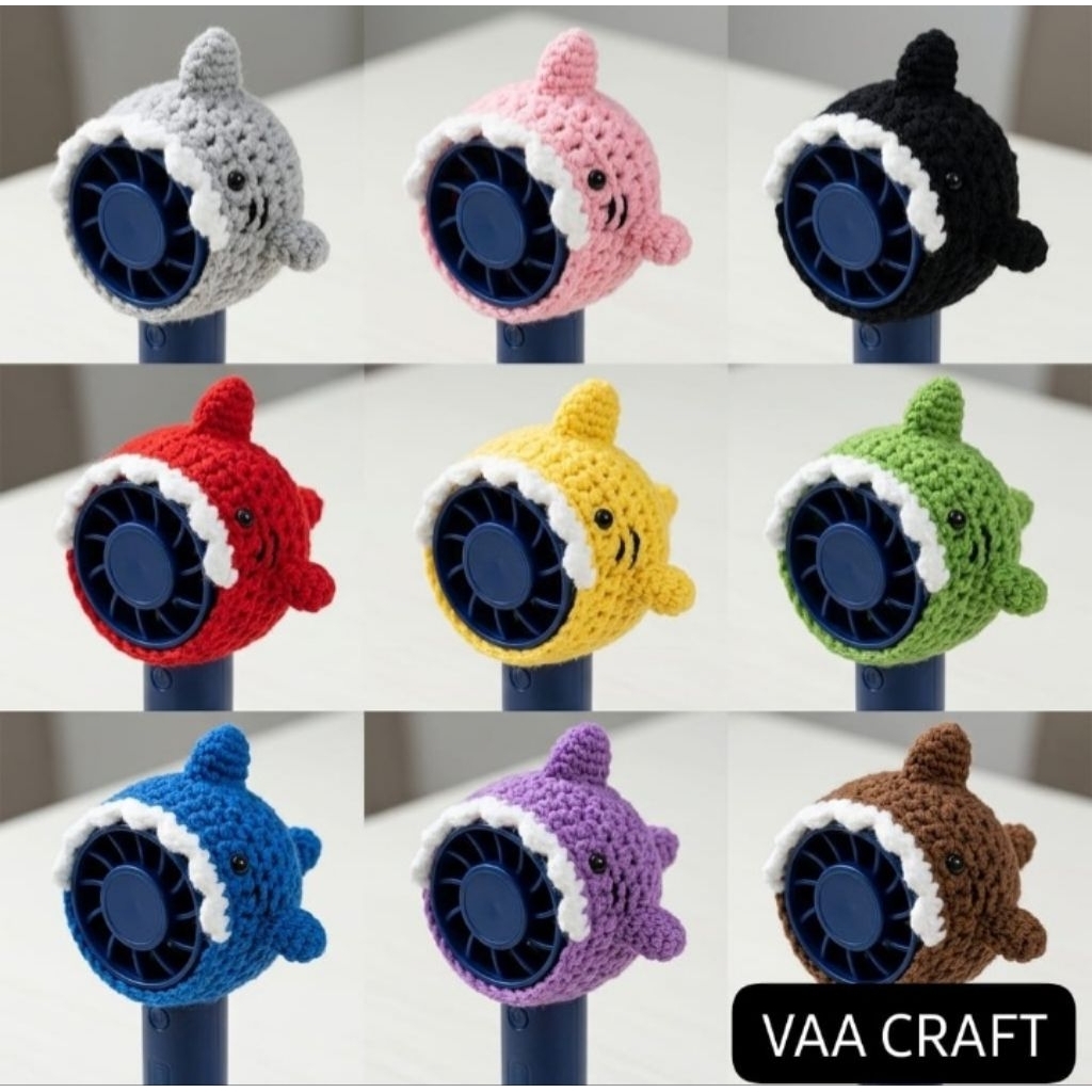 sarung rajut kipas goojodoq, kipas portable, kipas angin lucu rajut