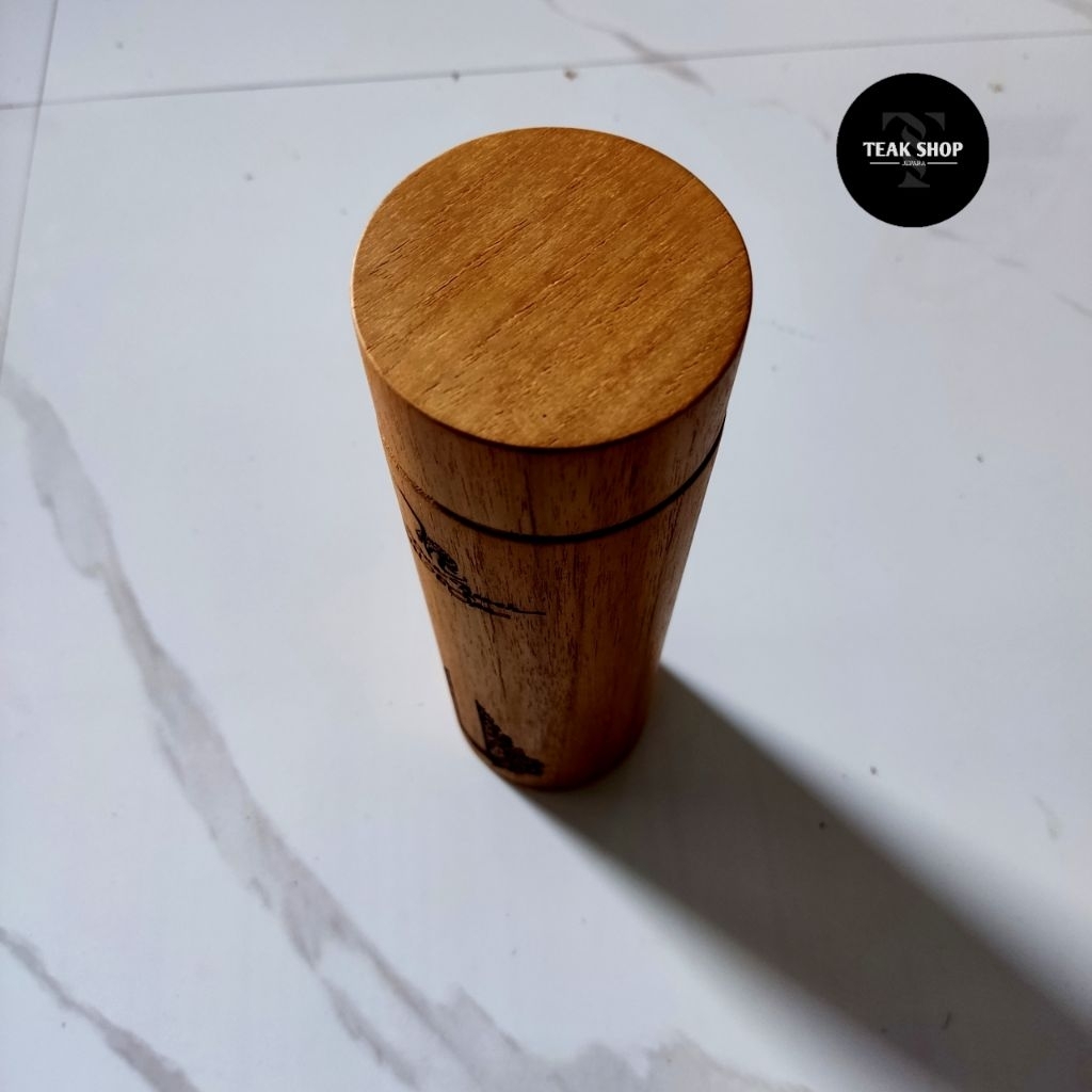 Tumbler Kayu Estetik Custom Grafir Nama – Termos Unik 500ml