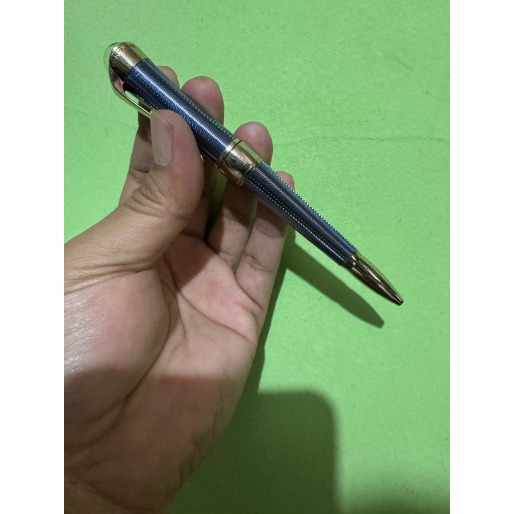Pulpen montblanc original mont blanc etoile mediterranee ballpoint pen - blue 105959