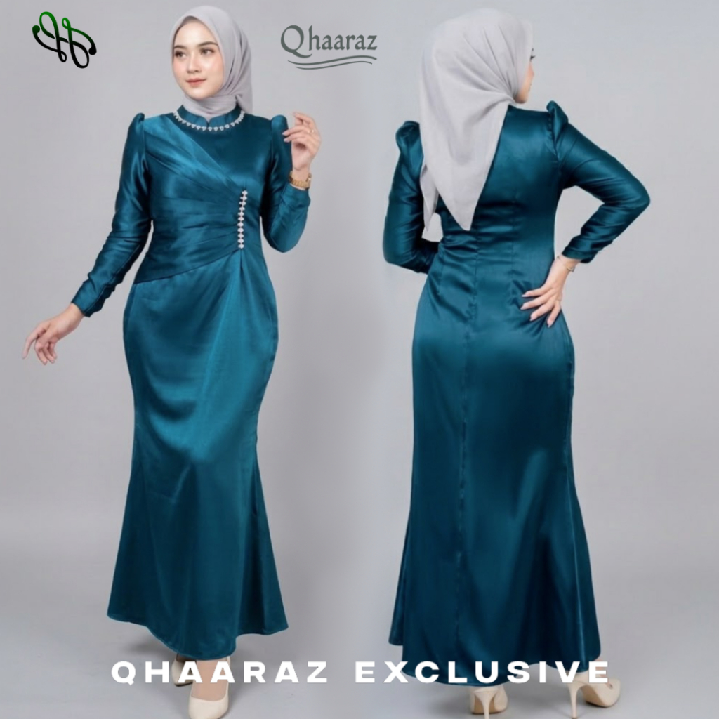 Alessa Long Dress Wanita Baju Kondangan Gaun Pesta Slimfit Press Body Modern Melayu Mewah Elegan Kek