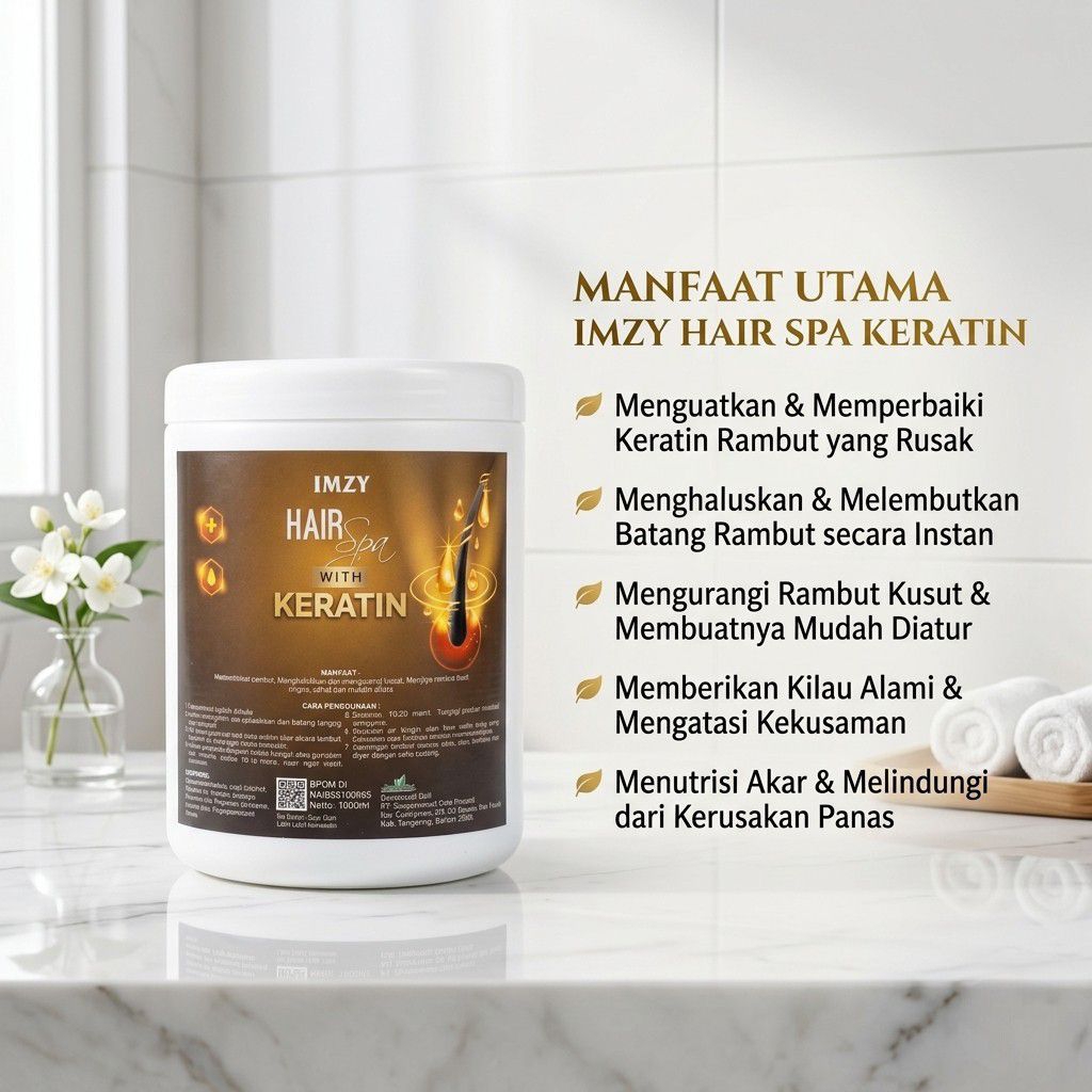 IMZY HAIR SPA KERATIN PELURUS RAMBUT SALON TREATMENT RAMBUT SALON BPOM 1KG
