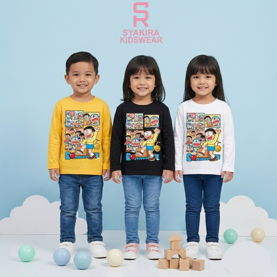 Syakira Kids Kaos Anak Lengan Panjang / Tangan Panjang Anak Laki Laki / Anak Perempuan 1 - 10 Tahun 