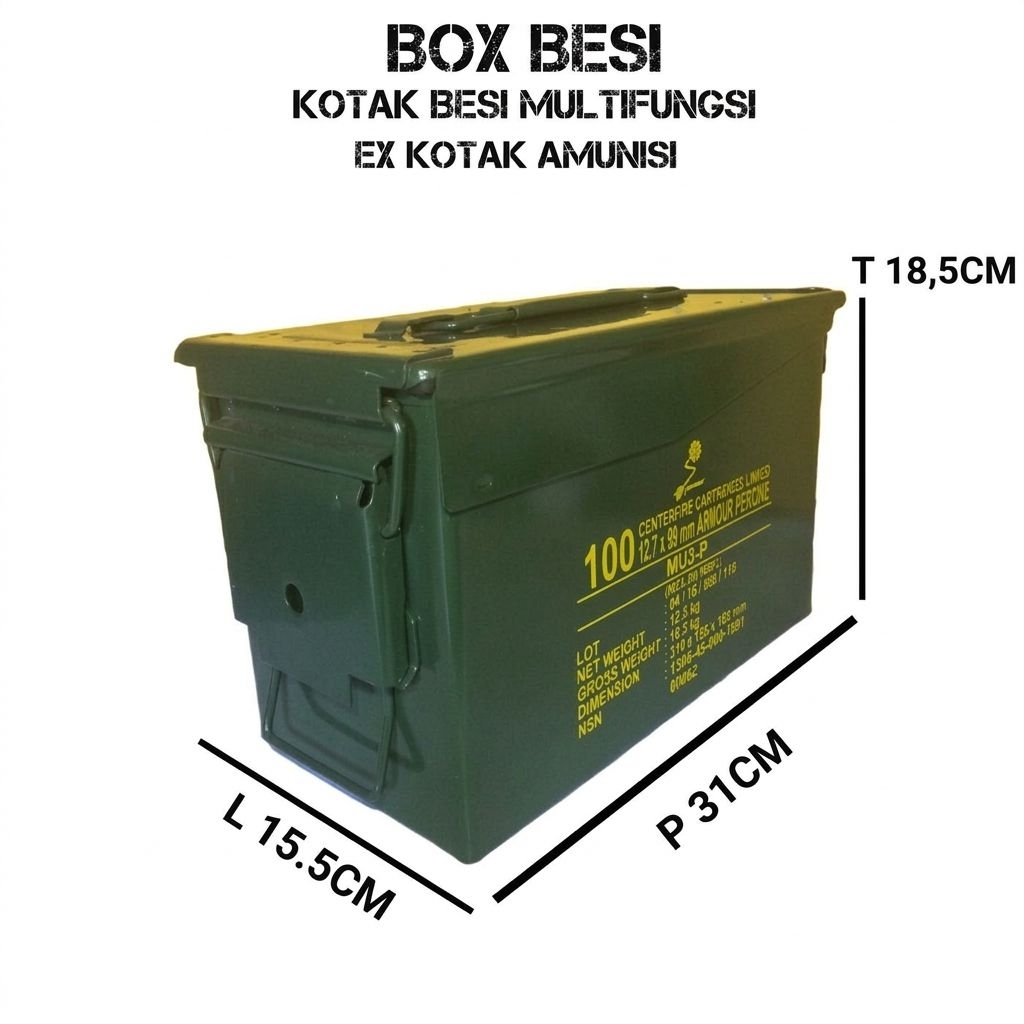 Ammo Box Army Kotak Peluru Serbaguna - Tahan Karat, Multifungsi, Kapasitas Besar