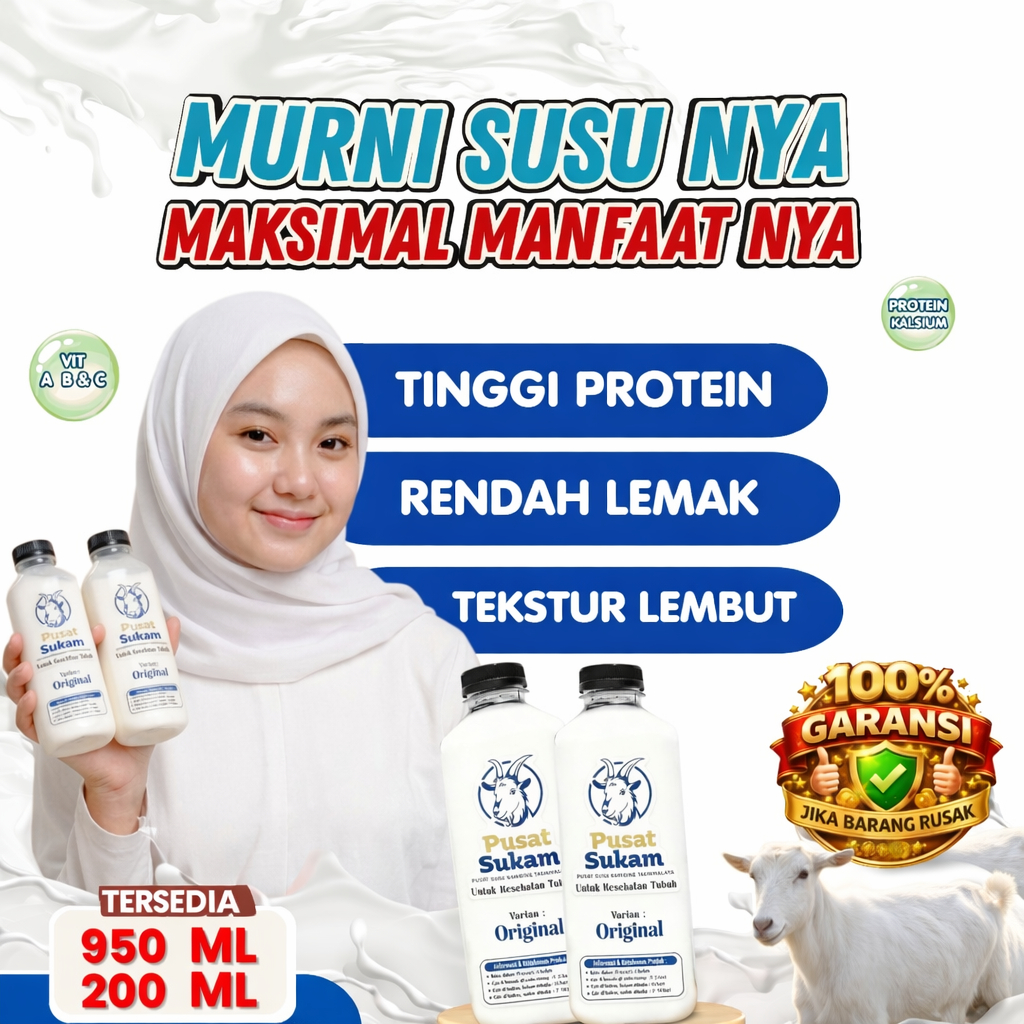 Susu Kambing Murni 200ml 950ml Tinggi Protein Rendah Lemak Susu Kambing Segar