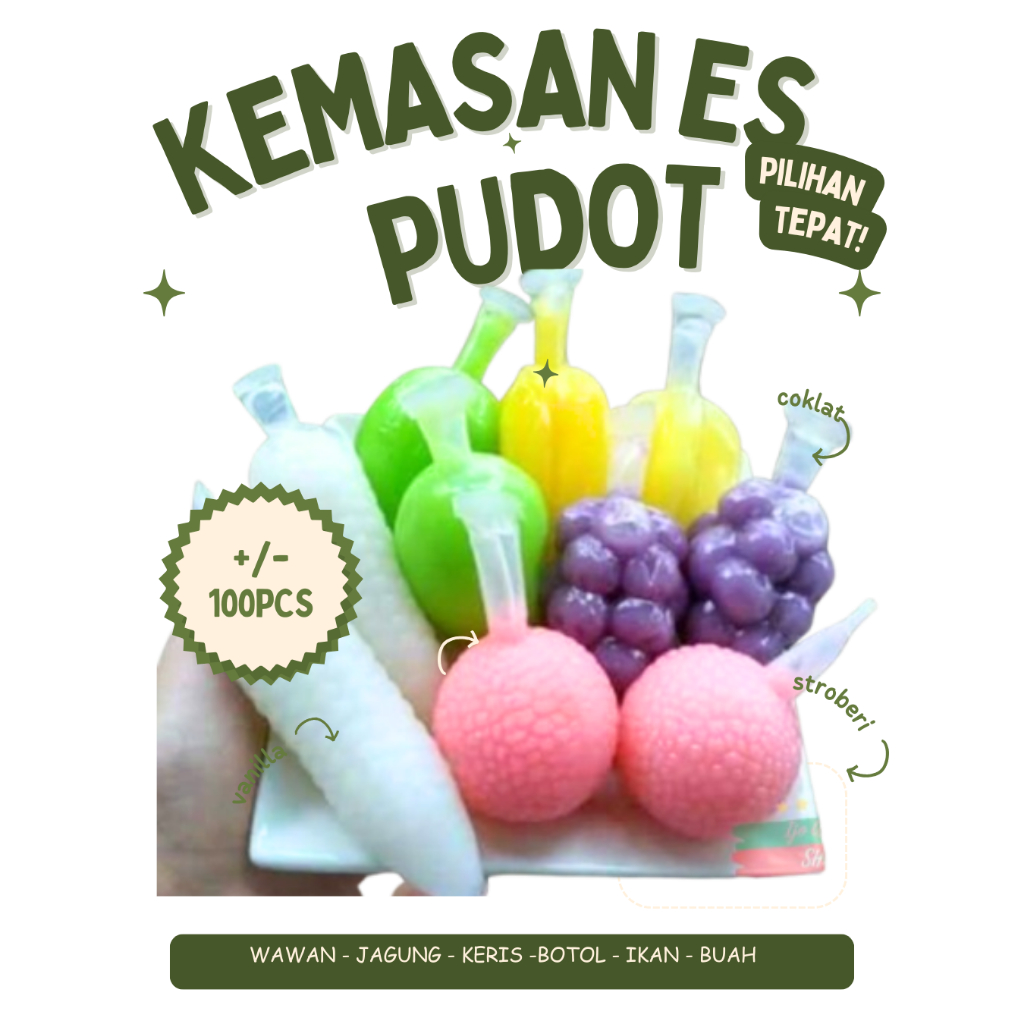 Kemasan Plastik Es Jadoel Bentuk Buah Hewan Lucu / Plastik Es Wawan Viral Tebal & Anti Bocor - Grosi