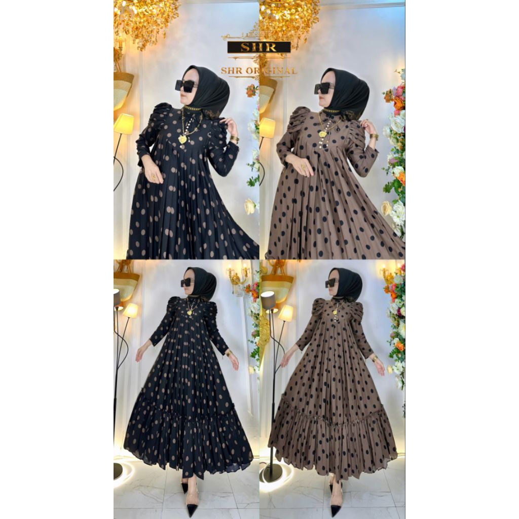 NEW COLLECTION BAJU GAMIS ORIGINAL SHR GAMIS KODE DOT POLKA BEST SELLER
