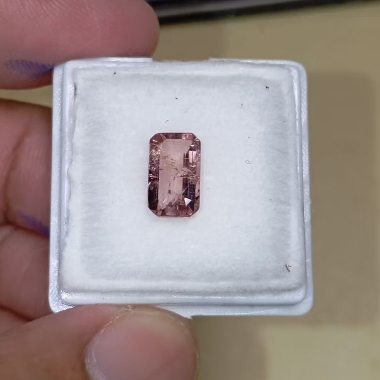 Batu permata natural pink tourmaline + Memo GLI