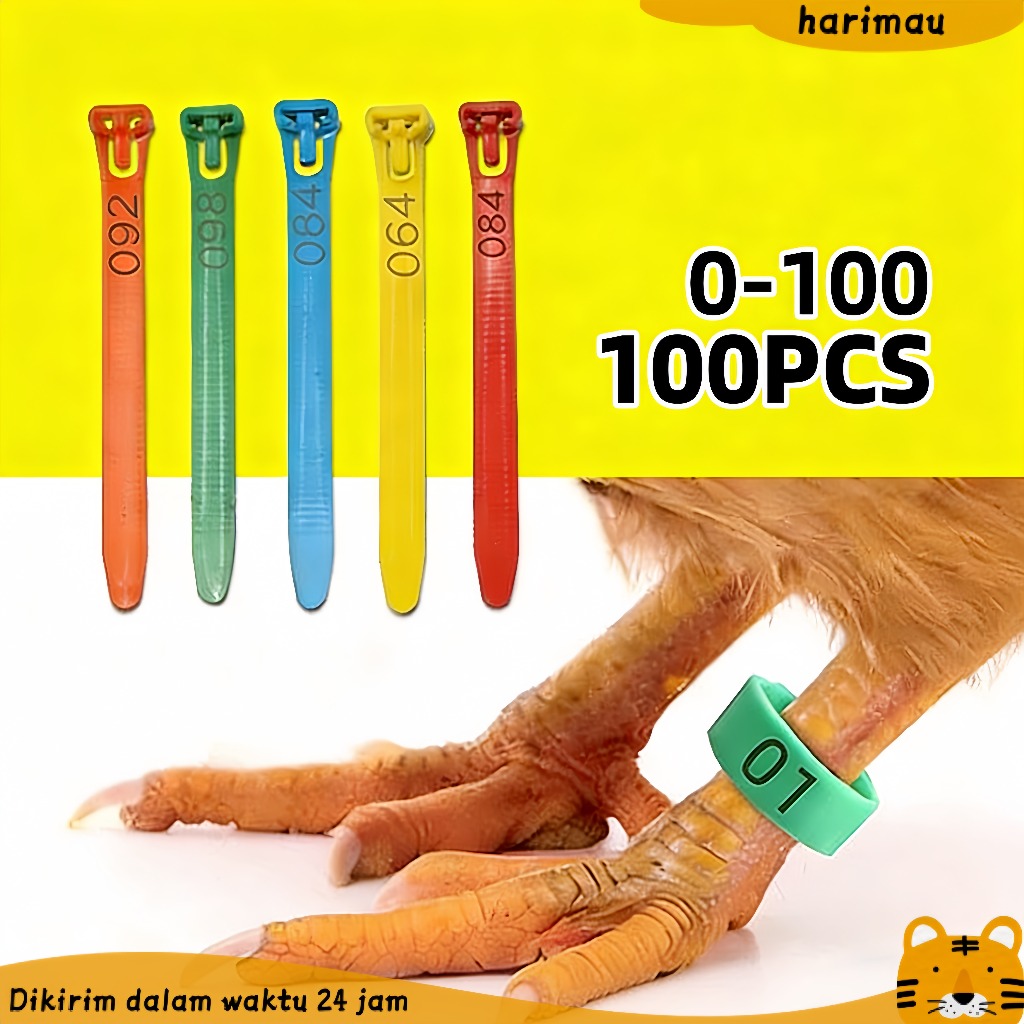 100PCS Cincin Kaki Ayam Untuk 10~28MM Reusable Ring Kaki Ayam Serama Adjustable Bahan PP