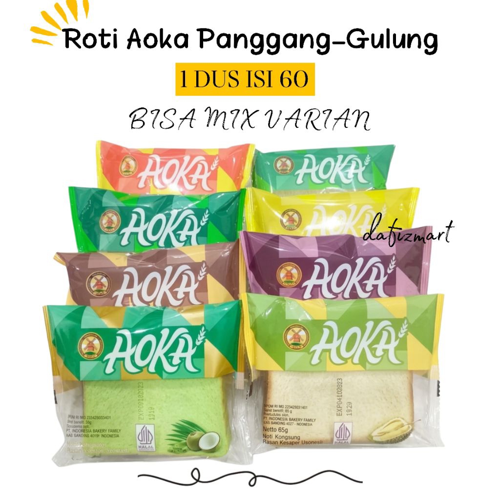 Roti Aoka Panggang-Gulung & Aoka Momotaro Cookies 1 Dus isi 60