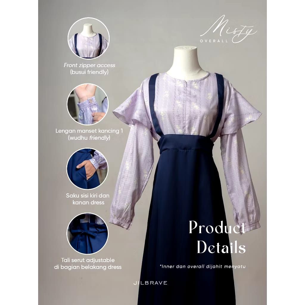 Misty overall dress original jilbrave - dress wanita terbaru - pakaian wanita terbaru - gamis wanita