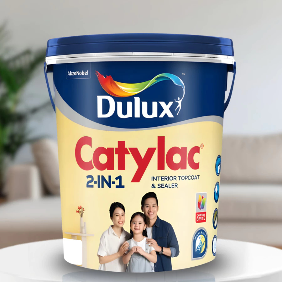 CAT TEMBOK 2 IN 1 READY MIX DULUX CATYLAC INTERIOR CHRYSAN WHITE - 25 KG 2 IN 1 READY MIX CAT TEMBOK