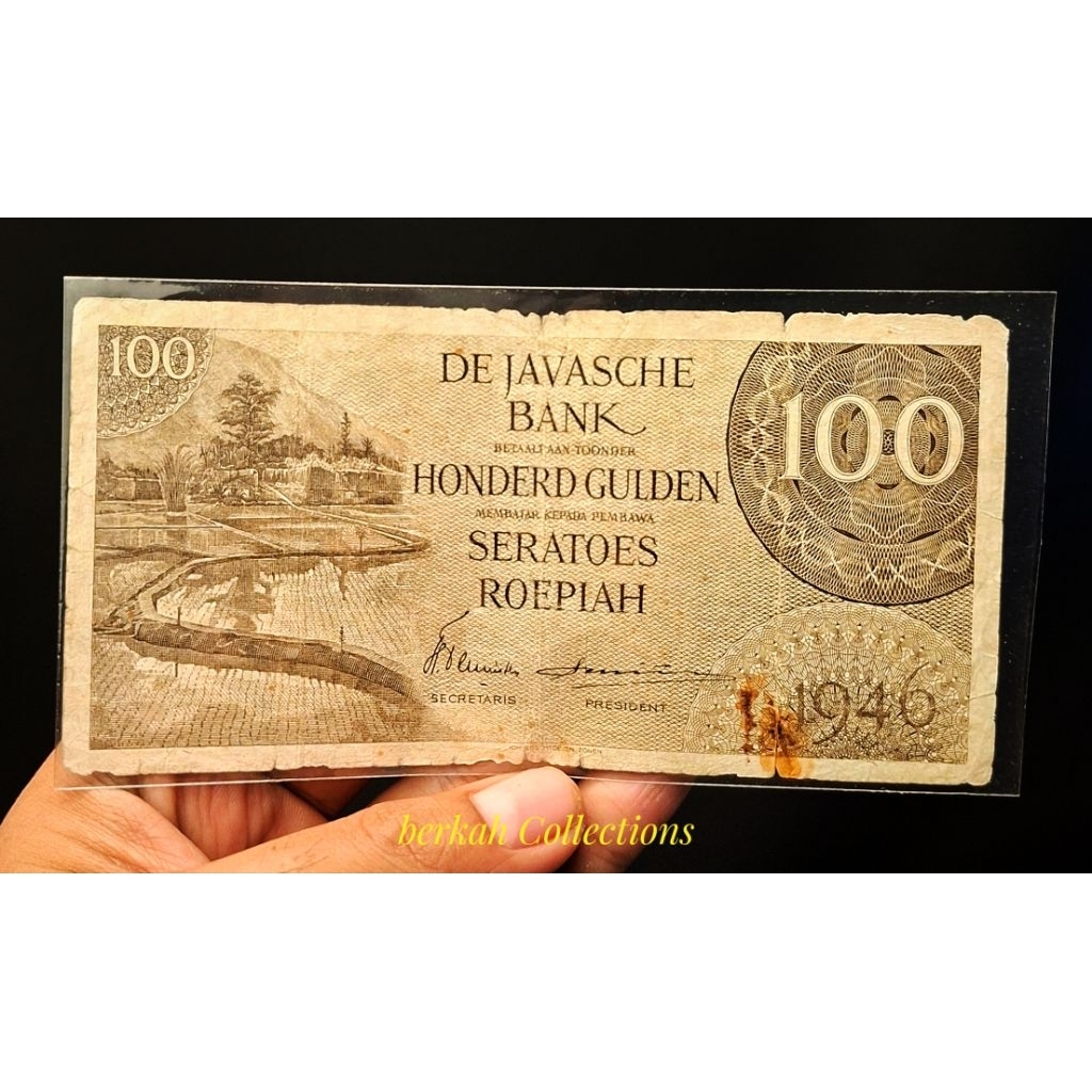 uang kuno 100 rupiah DJB tahun 1946 emisi federal