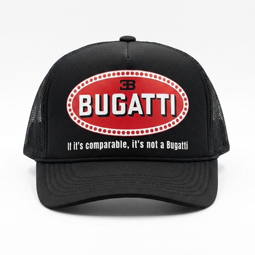 Topi Trucker Sablon bugatti Dewasa Unisex - Topi Jaring bisa custom logo Satuan