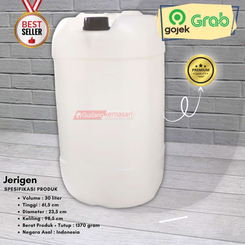 JERIGEN PLASTIK 30 LITER HDPE KOTAK TYPE B NATURAL