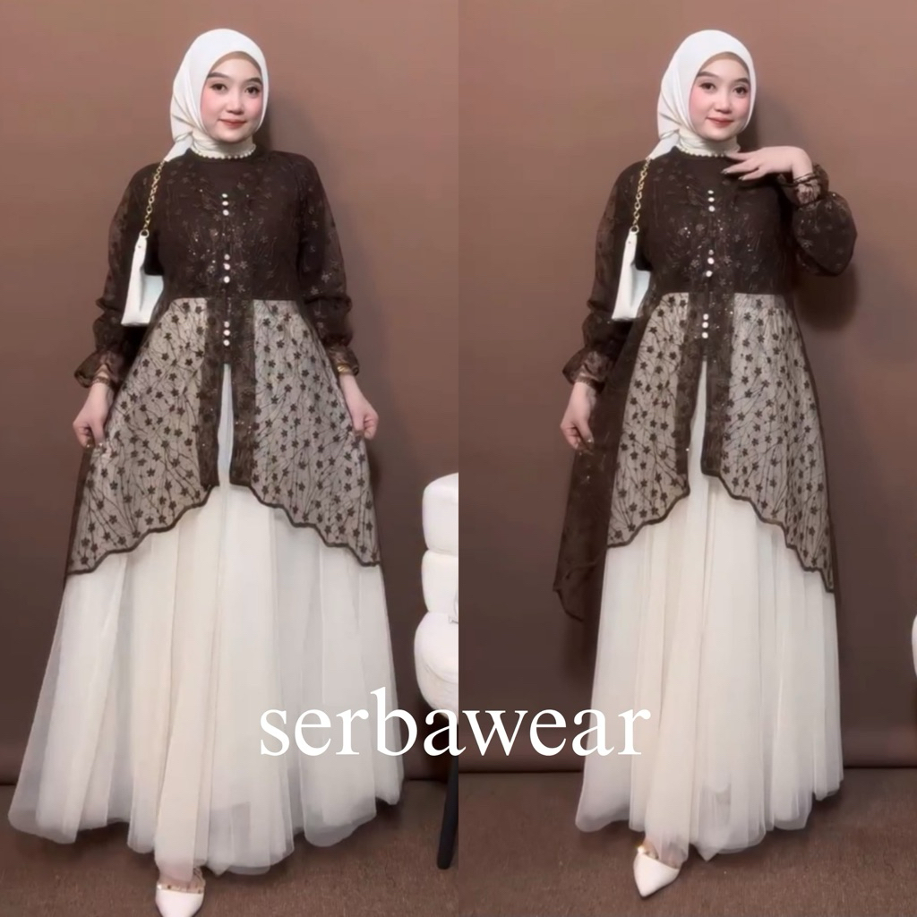 Fahira Outer Tunik Tille Payet Kondangan Lengan Panjang | Outer Kondangan | Outer Payet | Outer Leba